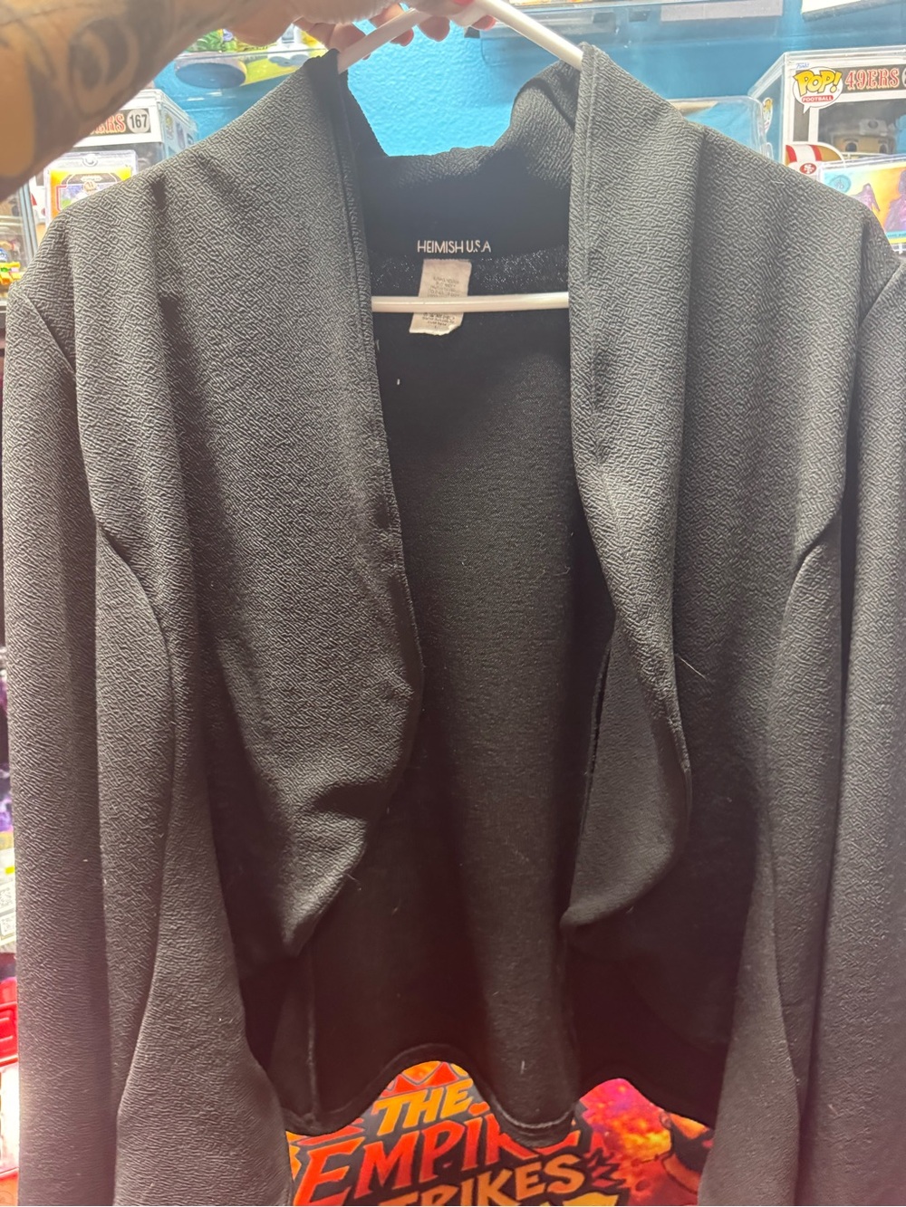 HEIMISH USA Black Textured Open Cardigan